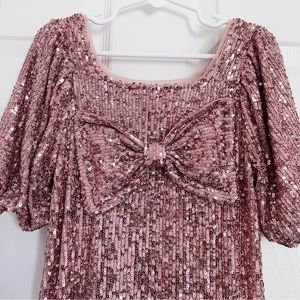Zara | Dresses | Zara Girls Sequin Bow Dress | Poshmark